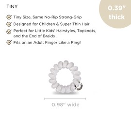 Teleties - Hair Coils - Ponytail Holder Hair Ties for Women - Phone Cord Hair Ties - Strong Grip, No Rip, Water Resistant, No Crease Hair Tie Coils - 5 Pack - Coconut White