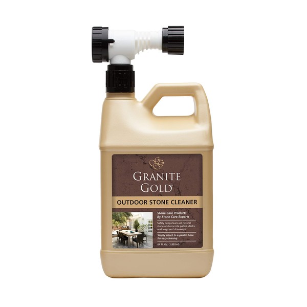 Granite Gold Stone Outdoor Cleaner, Attaches to Hose to Deep Clean Natural Concrete Patios, Decks, Driveways-Made in the USA, 64 Fl Oz (Pack of 1)