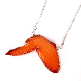Simulation 3D Fried Chicken Pendant Y-Style Necklace Funny Vivid Food Chicken Legs Wings Necklace Resin Drumstick Creative Barbecue Shaped Jewelry for Women Party Jewelry