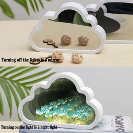 Yckeogln DIY Cloud Tulip Mirror Night Light, Simulation Flower Bedroom Cloud Tulip Table Lamp, Creative Home Decoration, Room Decor for Teen Girls (Blue)