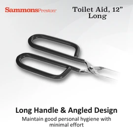 Sammons Preston Toilet Aid, 12" Long Toilet Paper Tongs, Bottom Wiper Aids for Independent Daily Living, Wiping Aid for Bathroom Comfort, Lightweight Self-Wipe Hygiene Assistance Tool