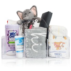 Acrylic Diaper Caddy Organizer - Stylish Portable Nursery Storage Basket with Handle & 3 Spacious Compartments - Perfect for Diapers, Wipes, Creams - Baby Shower & Nursery Must Haves