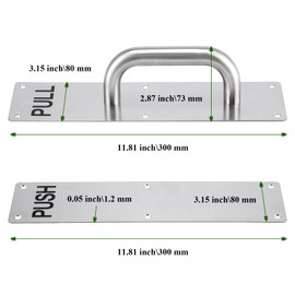 MAHIONG 2 Sets 12 x 3 Inch Stainless Steel Door Handle, Pull and Push Plates Door Handle with 24 Screws, Pull Push Handles for Commercial Home Office Places, Silver