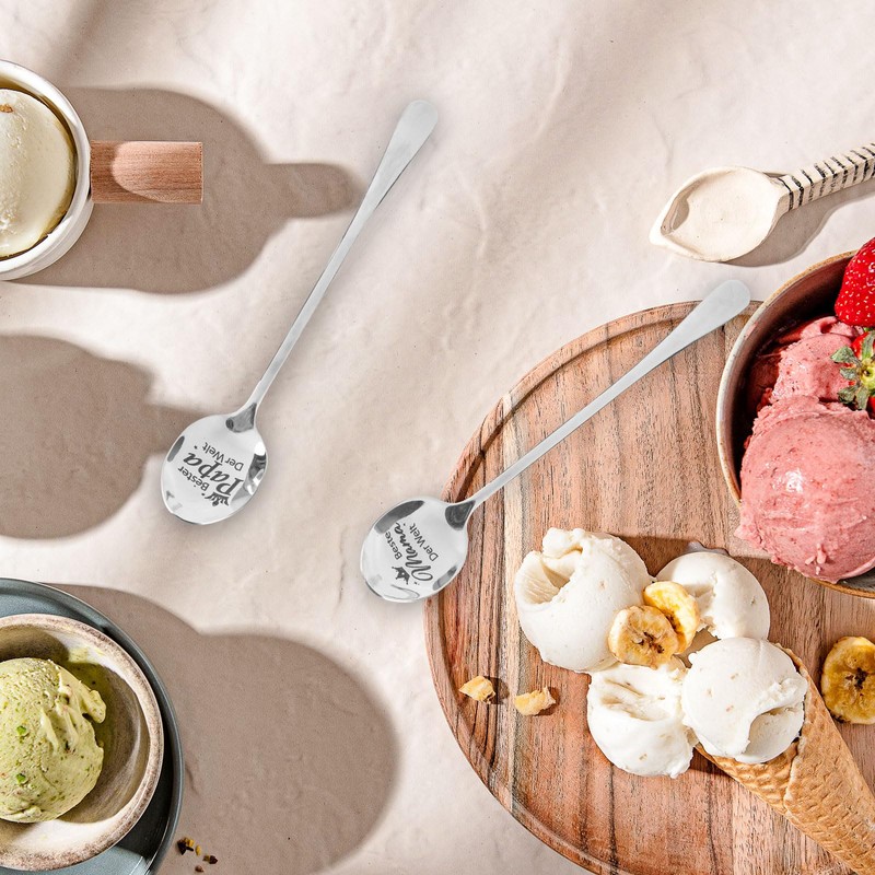 Set of 2 Coffee Spoons Stainless Steel Coffee Spoons with