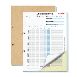1 Book of Hours Book for Work A4 Work Time Project Pad for 31 Days Monthly with Back Cardboard Work Time Entry Book Timetable for Minijob Full Time 2 x 50 Sheets White Yellow