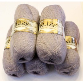 Alize 5 x 100 g Angora Gold Plain 500 g Wool with 20% Wool Content Turkish Wool Mohair (163)