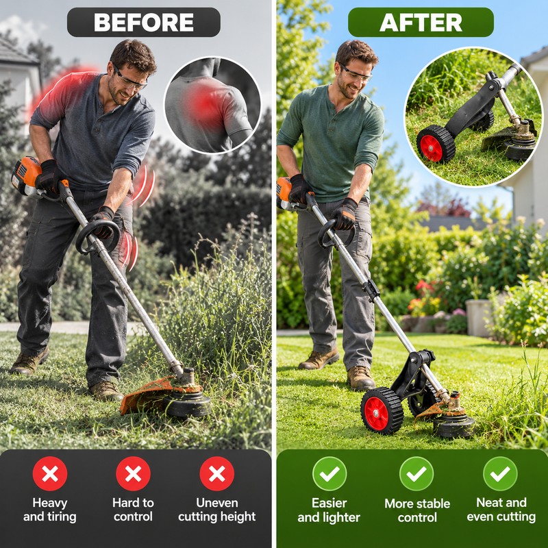 String Trimmer Wheel Attachment for Lawn Edging – Adjustable Dual-Wheel