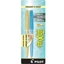 Pilot FriXion Light Pastel Erasable Highlighters, Chisel Tip, Assorted Colors, 2 Count