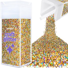 Hemway Premium Craft Glitter Shaker 130g - Gold Silver Holographic | Chunky Metallic Flake Sequins for Resin & Epoxy Crafts | Craft Supplies for Tumblers, Festival & Art
