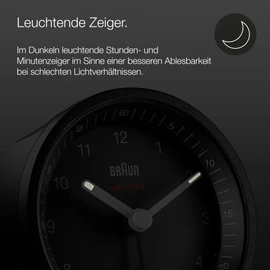 Braun BC07B-DCF Classic Analogue Radio Alarm Clock for Central European Time Zone (MEZ/GMT+1) with Snooze Function and Light Silent Clockwork Crescendo Alarm in Black