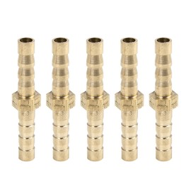 X AUTOHAUX 5 Pieces Brass Barb Hose Straight Connection for Air, Water, Gas, Oil 5 mm
