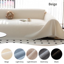 MDSASFD Durable Couch Cover Blanket, Sofa Cover Washable, Oversized Couch Cover Pet Friendly, Chenille Sofa Cover Blanket for Armrest and Backrest Solid Color(35"x 35"/Beige/2pc)