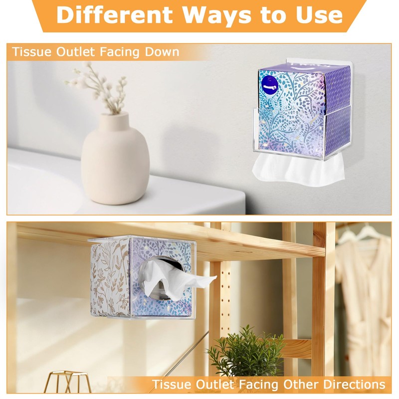 Hoowen Acrylic Tissue Box Holder Wall Mounted, Clear Square Tissue