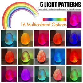 MINGRI Himalayan Salt Lamp Night Light Rock 16 Colors Changing Updated,USB Remote Control Natural Rock Lamp Dimmable Crystal Pink Salt Table Lamps for Office,Home Deco,Yoga,Holiday Gift