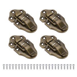 PATIKIL Retro Style Duckbilled Toggle Hasp Latch, 4 Pack Small Metal Vintage Box Toggle with Mounting Screw for Jewelry Cabinet Wooden Ordinary Box Crafts, Bronze