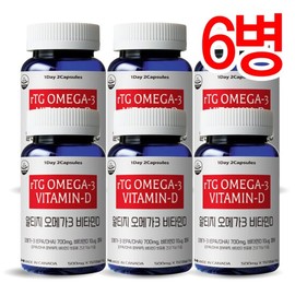 Tonglife RTG Omega-3 Vitamin D (Helps with blood circulation, memory improvement, eye health, and osteoporosis) 75-day supply - 6 bottles / 통라이프 알티지오메가3 비타민D(혈행,기억력개선, 눈건강, 골다공증에도움)75일분-6병