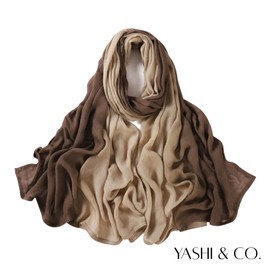 Premium Modal Hijabs for Women, Ombre Black and Grey (Coffee - Brown/Beige)