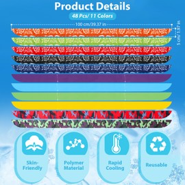48 Pcs Ice Neck Cooler Bulk Cooling Wraps Cool Scarf for Extremely Hot Weather Water Evaporative Cooling Bandana Headband for Men Women Waking Running Hiking Golf Camping Indoor (Bright Style)