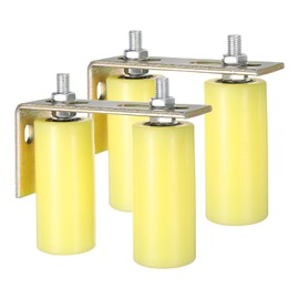 uxcell 4Pcs Slide Gate Guide Roller, 5" Nylon Rollers Gate Support Assembly with L-Rear Post Bracket, Universal Sealed Ball Bearing Rolling Gate Guider for Sliding Door, Yellow