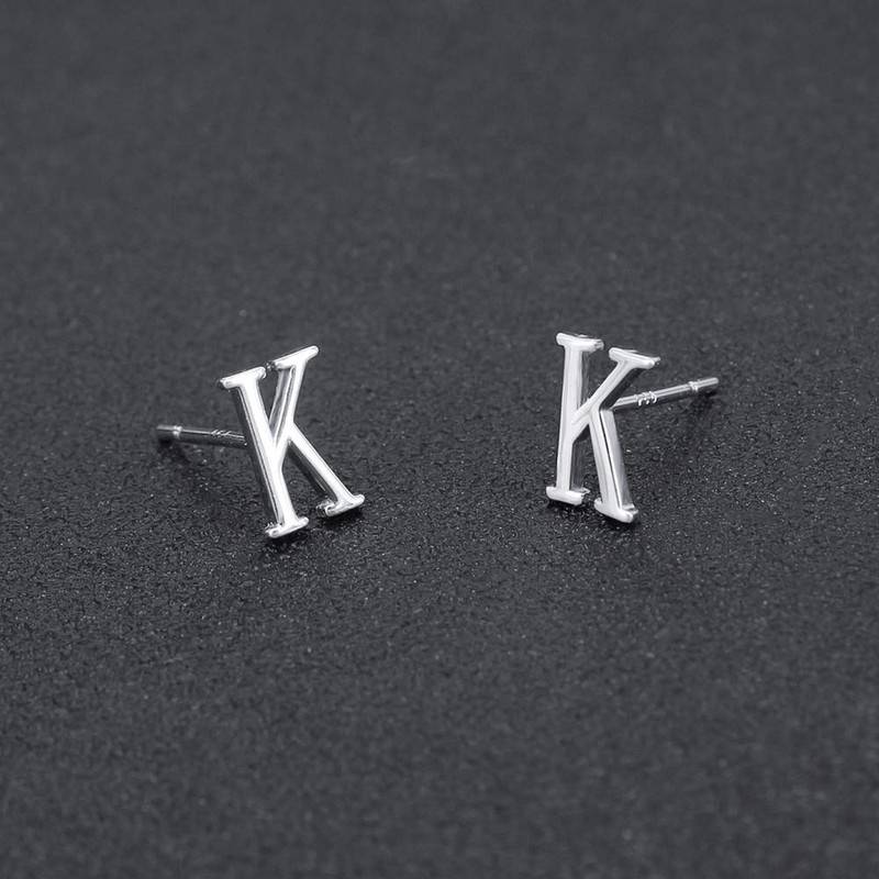 AoedeJ 925 Sterling Silver Initial Letter Stud Earrings Tiny Letter