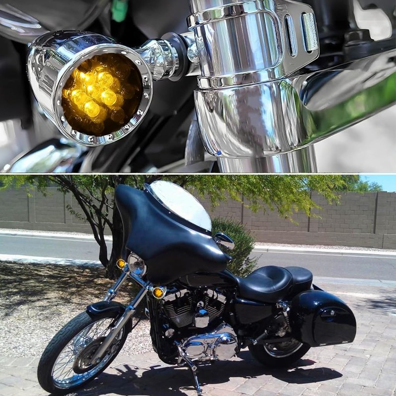 DREAMIZER Chrome Motorcycle Turn Signals 15 LEDs Bullet Front Rear
