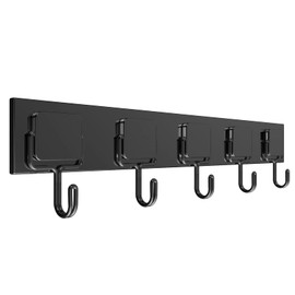 ZDDGNN Magnetic Hook Black with 5 Hooks Punch-Free Magnetic Hooks Hook Magnets Black Neodymium for Kitchen, Living Room, Garage, Office, Camping etc. Multifunctional Magnetic Hooks (Black)