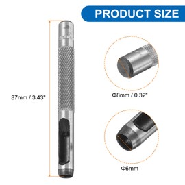 HARFINGTON Leather Round Hole Punch, 6mm Hollow Hole Puncher Cutter Carbon Steel Circle Hole Punching Cutting Tool for Belt/DIY Leather Craft