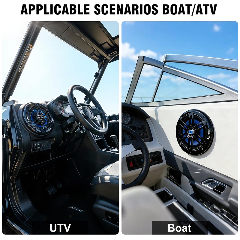 Herdio 8" 450W Marine Speakers - IP66 Waterproof Coaxial Audio,
