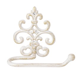 Sungmor Vintage Cast Iron Toilet Paper Holder - White & Gold Finish