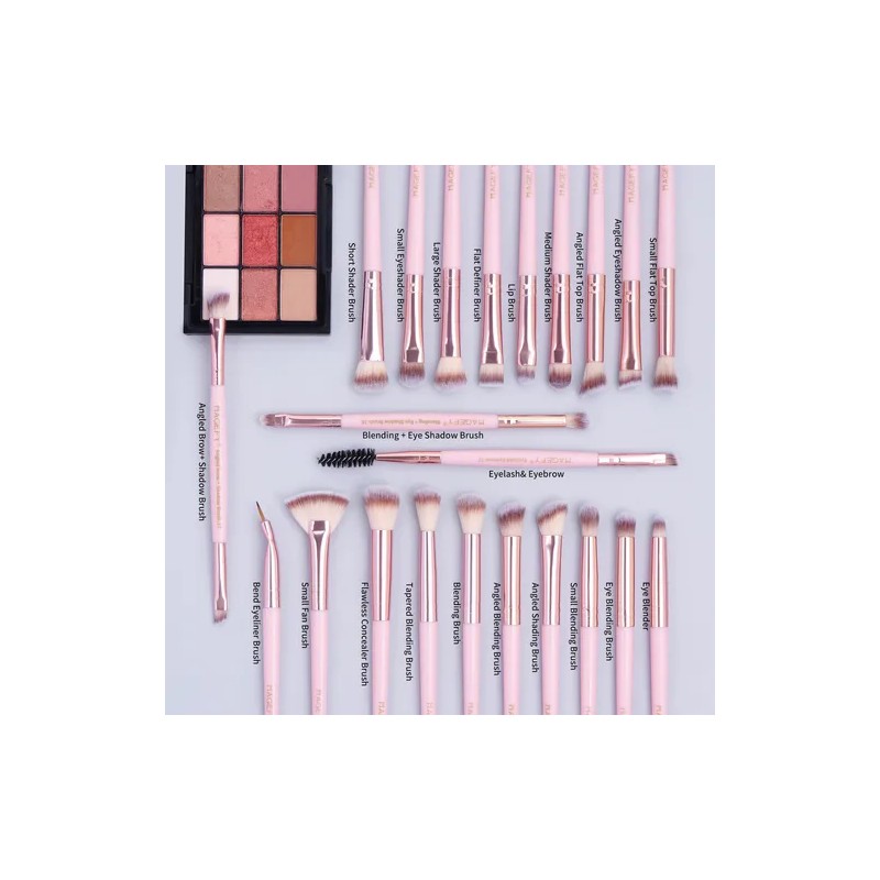 Set 28 Brochas De Maquillaje Profesional Con Estuche Brocha Color