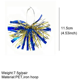 twinkle eye Hanukkah Earrings for Women Menorah Dove Star of David Metallic Glitter PomPoms Hoop Earrings Chanukah Earring Jewish Hanukkah Cheerleader Holiday Jewelry-Blue White