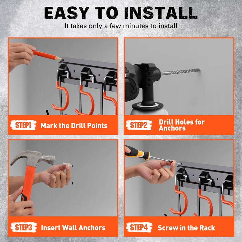 ELEAD 68'' All Metal Adjustable Garden Tool Organizer: Garage Tool