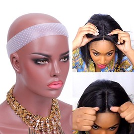 Yuriait Non Slip Transparent Silicone Wig Fix Headband for Women - Natural Grip Elastic Cap to Hold Lace Wigs (2 packs, white)