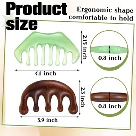 Reallnaive 2 Pcs Gua Sha Comb Jade Combs Head Scalp Comb Wooden Scalp Massager Massage Comb Scalp Massage Tool Guasha Scraping Scalp Comb for Hair Care Facial Relaxation(Classic Style,Wood Plastic)