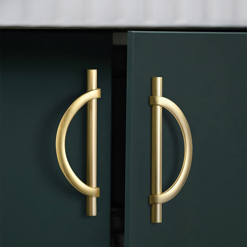 DAPANIY Brushed Gold Cabinet Pulls Drawer Pulls, Half Moon Shape