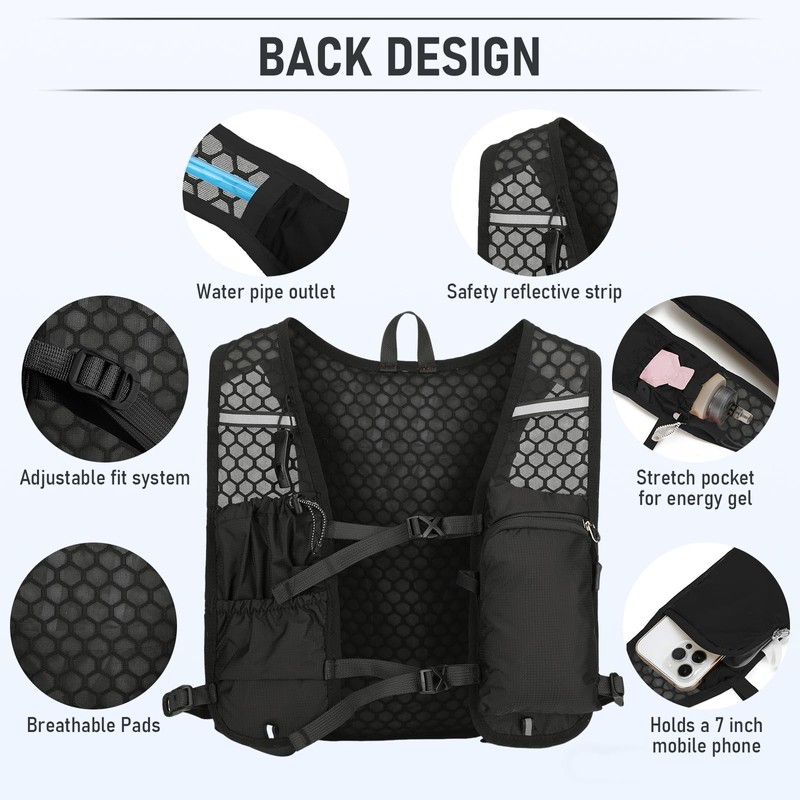 RYACO Lightweight Hydration Backpack, Running Backpack with 2L Water Bladder,