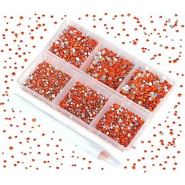 Bymitel 7200 Pieces 6 Mixed Sizes Glue Fix on Glass Rhinestones Round Crystal Gems Flatback for DIY Jewelry Making with one Picking Pen(6-Sizes 7200PCS, Hyacinth)
