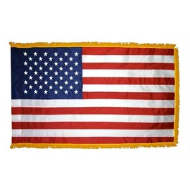 United States U.S. Colonial Nylon Sewn Stripes Embroidered Stars Indoor Parade With Fringe 2' X 3'