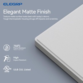 ELEGRP Blank Wall Plate Cover, 1-Gang Screwless Blank Outlet Plate, Mid-Size 4.88" x 3.13" Unbreakable Thermoplastic Blank Faceplate Cover for Unused Outlets/Switches, UL Listed (2 Pack, Matte White)