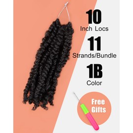 10 Inch Pre-twisted Passion Twist Crochet Hair 8 Packs Pre-looped Short Passion Twist Braiding Hair (1B/Natural Black)