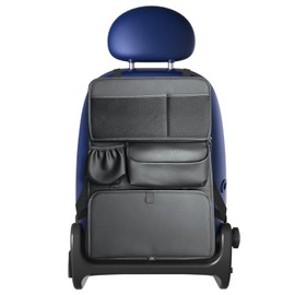 Coverado Nappa Leather Backseat Car Organizer, Backseat Hanging Organizer with Foldable Tray, Kick Mats Back Seat Protector, Multi-function Car Storage Accessories and Garbage Bag Holder-1 Pack