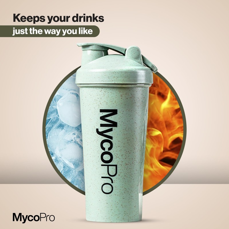 MycoPro Mint Green Protein Shaker Bottle – 600ml Gym Shaker