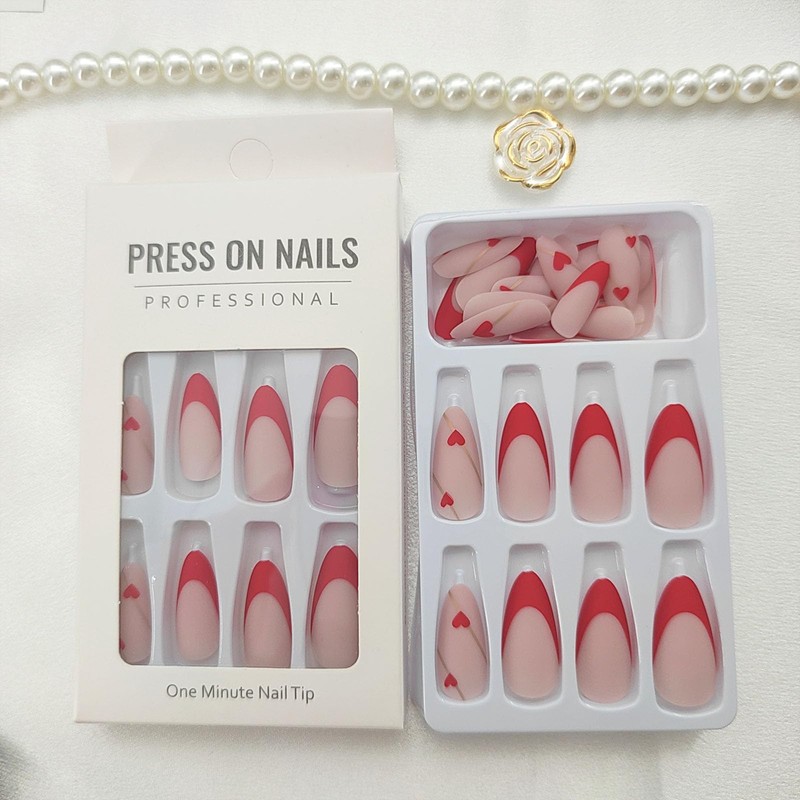 FOLONRAL Valentine's Day Press on Nails Medium Almond Fake Nails