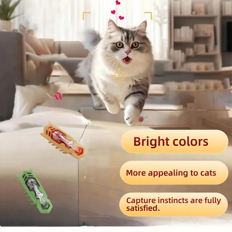 SHXMWINSY Cat Interactive Teaser Toys 2PCS Electric Moving Beetle Mini