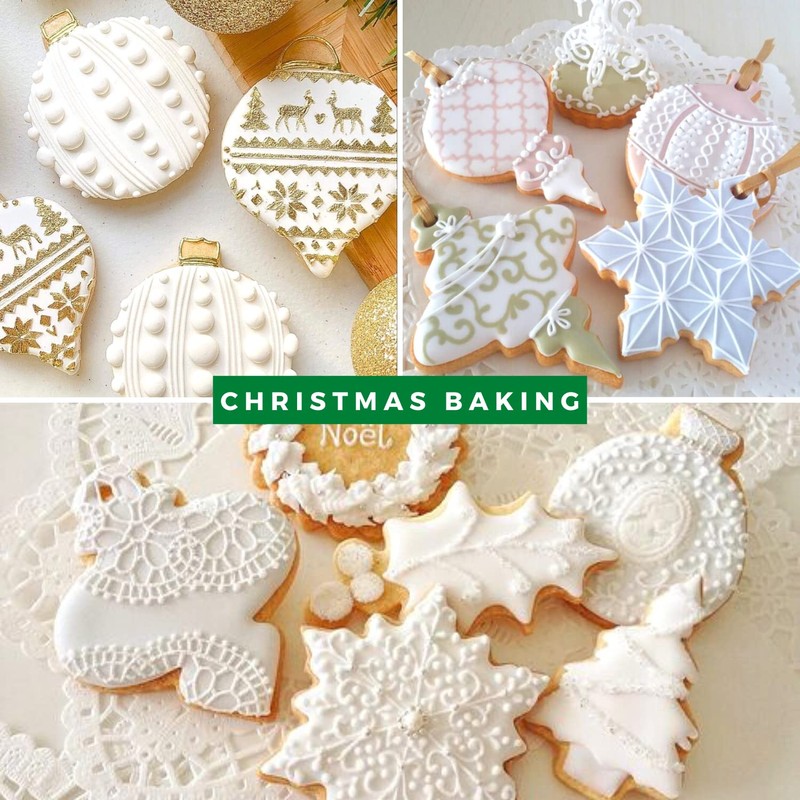 KAISHANE Christmas Cookie Cutters - 5 Pieces -Christmas Ornament,Light bulb,Round
