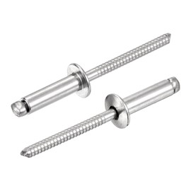 sourcing map 80Pcs 3/16"x5/8" 304 Stainless Steel Dome-Head Blind Rivets, Open-End Type Blind Rivets for DIY, Sheet Metal, Automotive Repairs, Furniture, Boat, and Duct Work (Silver)