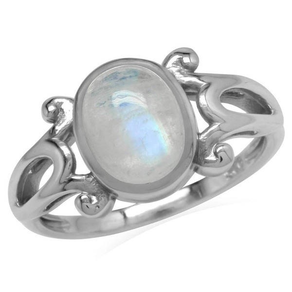 Silvershake Genuine Rainbow Moonstone 925 Sterling Silver Victorian Inspired Casual