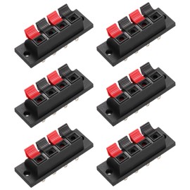 uxcell 4 Way Spring Terminal Clip Push Release Connector Plate Jack Socket Speaker Terminal Strip Block Speaker Jointing Clamp Test Clip WP4-1 6Pcs