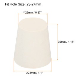 sourcing map Rubber Tapered Plug 22mm to 28mm Solid Test Tubes Bungs Stopper White for Lab Home 12 Pieces