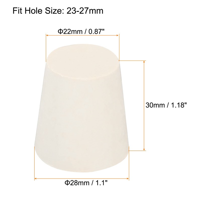 sourcing map Rubber Tapered Plug 22mm to 28mm Solid Test